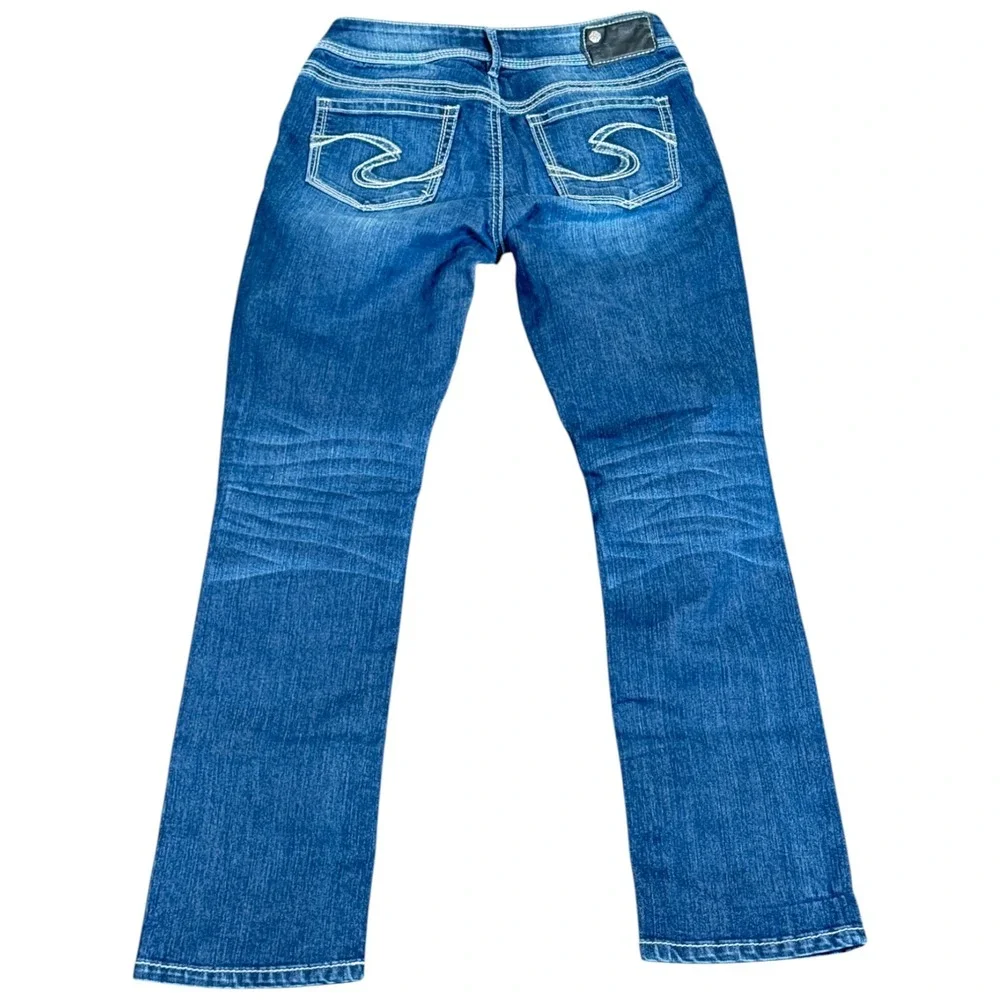 Silver Jeans Womens Size 28x30 Blue Suki Mid Straight Distressed Medium Wash Y2K - Picture 2 of 3